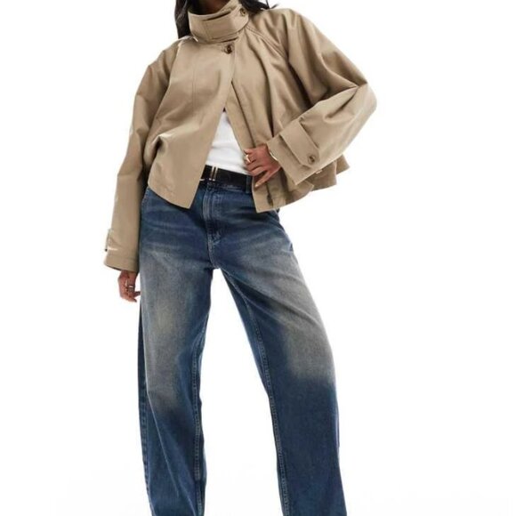 Asos Cropped Cape Detail Trench Coat - Picture 2 of 3